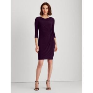 NWT Lauren‎ Ralph Lauren Women's Fuchsia Twisted Knot Sleeved Dress Size 6